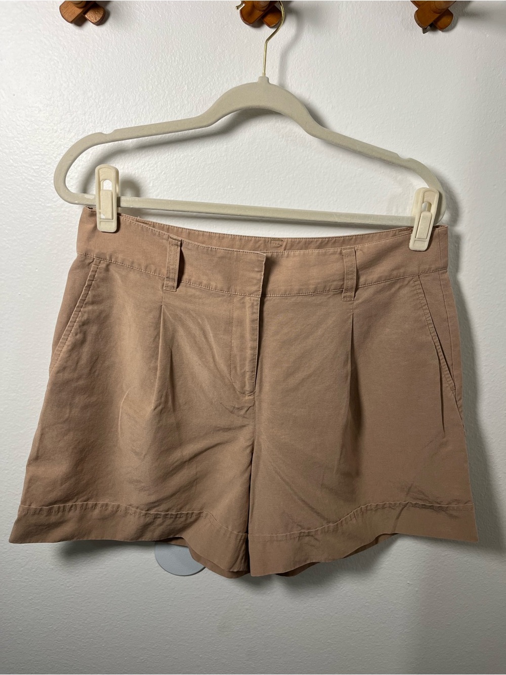 Ann Taylor Beige/Tan Pleated Bermuda Shorts